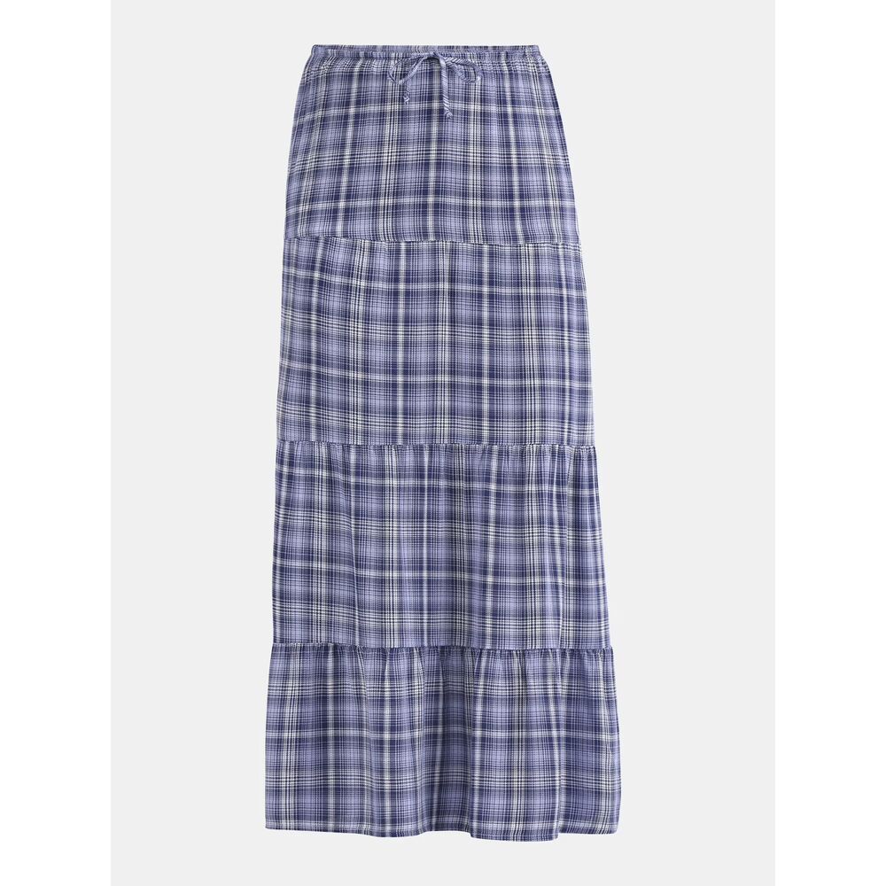NWT No Boundaries Woven Plaid Tiered Maxi Skirt, Women's Size L